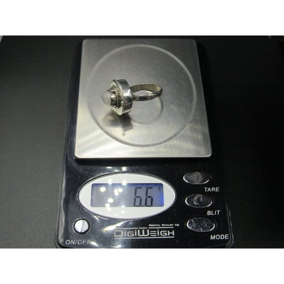 Size 7.25 Sterling Silver Unique Moonstone Poison Band Ring - Picture 10 of 10